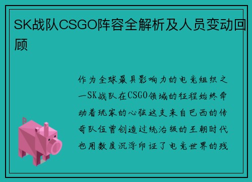 SK战队CSGO阵容全解析及人员变动回顾